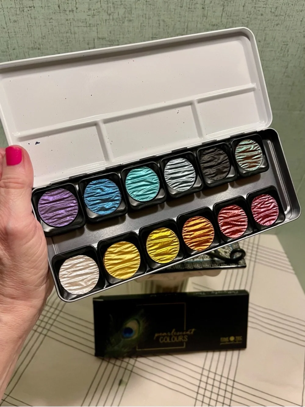 NWT FineTec Pearlescent Colours Paint Set 12 WATERCOLOR PAINTS - ARTIST QUALITY